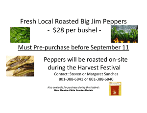 Fresh Local Roasted Big Jim Peppers ‐ $28 per bushel ‐