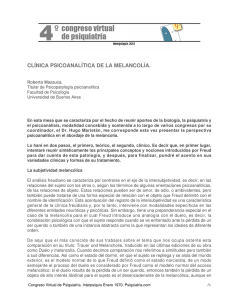 CLÍNICA PSICOANALÍTICA DE LA MELANCOLÍA.