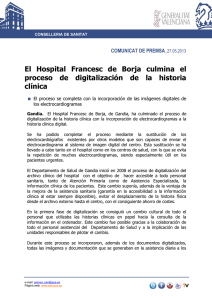 El Hospital Francesc de Borja culmina el proceso de digitalización