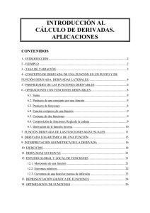 INTRODUCCIÓN AL CÁLCULO DE DERIVADAS. APLICACIONES