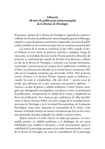 Editorial 30 años de publicación ininterrumpida de la Revista de