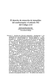 El derecho de retención de inmuebles del usufructuario: el artículo