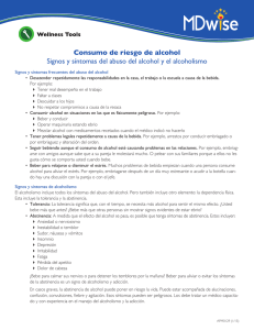 Consumo de riesgo de alcohol Signos y síntomas del abuso del