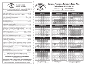 Escuela Primaria Janes de Todo Año Calendario 2015-2016