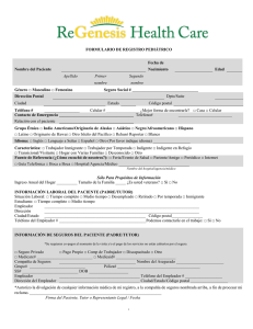 formulario de registro pediátrico