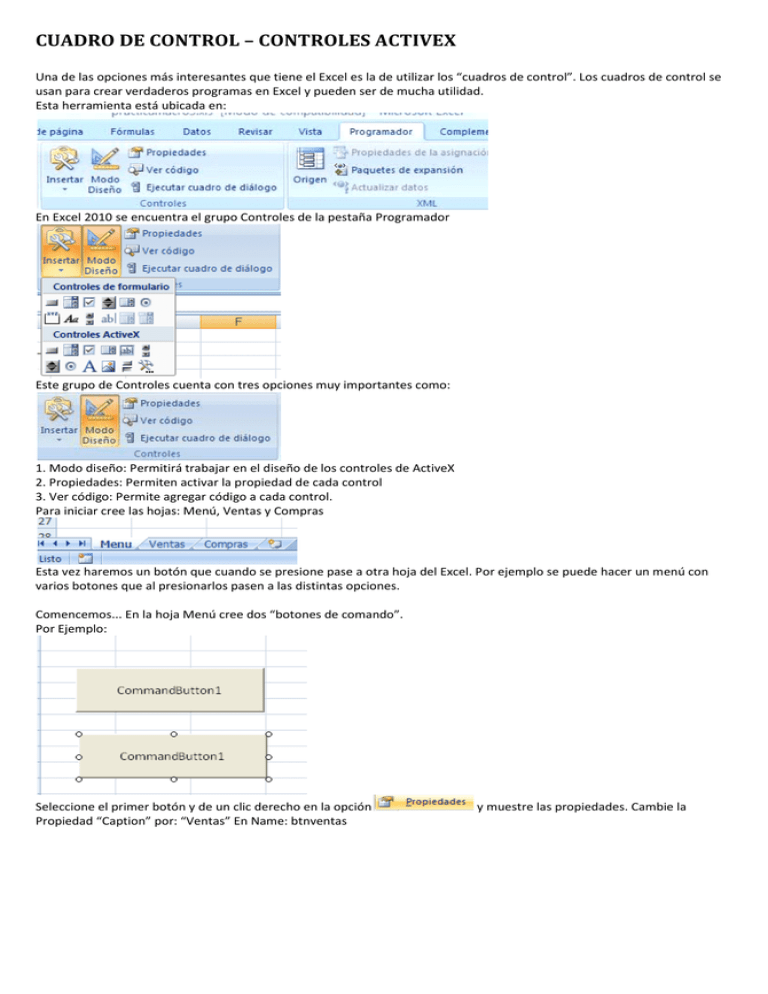 CUADRO DE CONTROL CONTROLES ACTIVEX