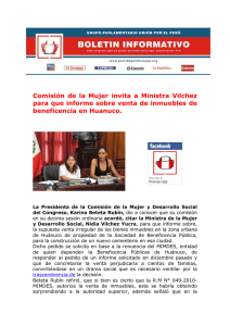 Comisión de la Mujer invita a Ministra Vilchez para que informe