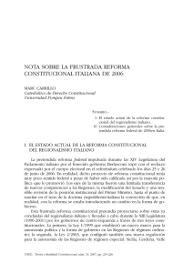 nota sobre la frustrada reforma constitucional italiana de 2006