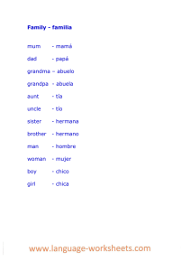 Family - familia mum - mamá dad - papá grandma – abuelo grandpa