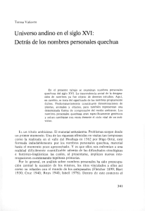 Universo andino en el siglo XVI: Detr&aacute;s de los nombres personales
