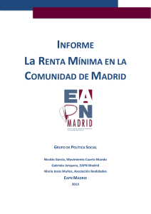 INFORME La RENTA MÍNIMA EN LA COMUNIDAD DE MADRID