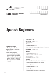 2016 HSC Spanish Beginners - Board of Studies Teaching and