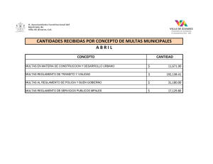 cantidades recibidas por concepto de multas municipales abril