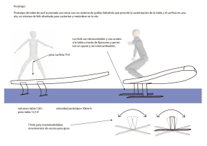 Prototipo de tabla de surf accionada con remo con un sistema de