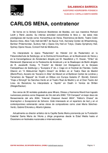 Biografía Carlos Mena - Centro Nacional de Difusión Musical