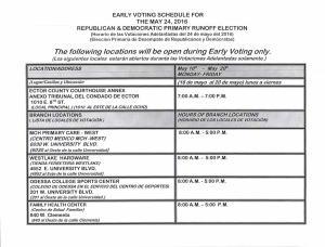 The following locations will be open during Early Voting only.