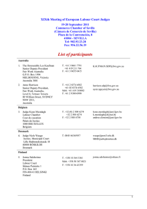 XVIIIth Meeting of European Labour Court Judges - List of