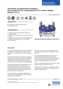 Transmisor de temperatura analógico Para sondas Pt100