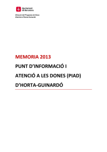 MEMORIA 2013 PUNT D`INFORMACIÓ I ATENCIÓ A LES DONES