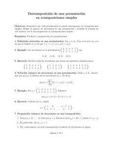 Descomposición de una permutación en transposiciones simples