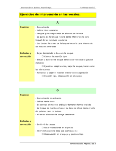 Ejercicios de intervención en las vocales.