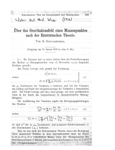 _ Über das Grüitationsfeld eines_ Massenpunktes nach der