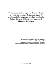 Comentarios, críticas y propuesta respecto del proyecto del proyecto