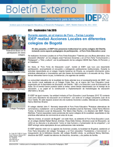 IDEP realizó Acciones Locales en diferentes colegios de Bogotá