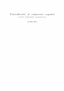 Contribución al romancero español (cinco versiones aragonesas)