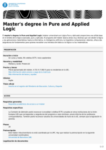 Master`s degree in Pure and Applied Logic