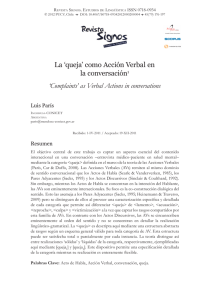 La `queja` como Acción Verbal en la conversación1 `Complaints` as