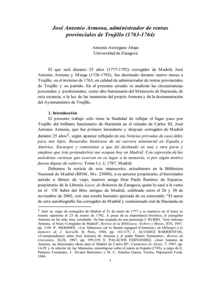 José Antonio Armona, administrador de rentas provinciales de Trujillo