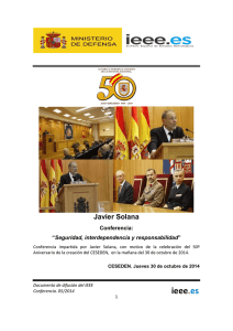Conferencia de Javier Solana en el 50º Aniversario del