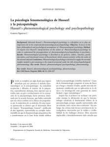La psicología fenomenológica de Husserl y la psicopatología