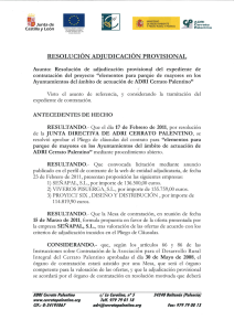 Resolución de adjudicación provisional de