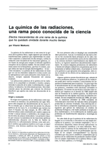 La química de las radiaciones, una rama poco conocida de la ciencia