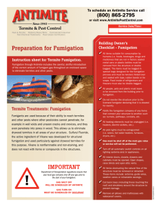 Preparation for Fumigation IMPORTANT