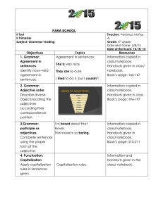 PARÁ SCHOOL Objectives Topics Resources 1. 1. Grammar: 2