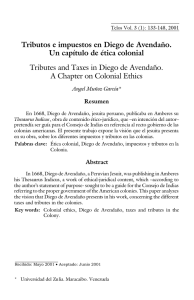 Tributos e impuestos en Diego de Avendaño. Un capítulo de ética