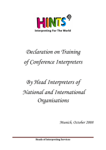 Declaration on Training of Conference Interpreters By Head