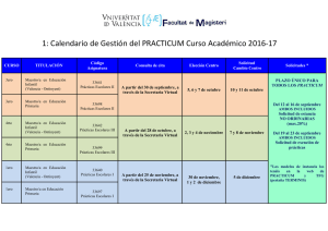1: Calendario de Gestión del PRACTICUM Curso Académico 2016-17