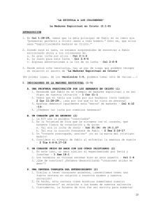 25 “LA EPÍSTOLA A LOS COLOSENSES” La Madurez Espiritual en