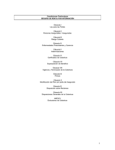 Condiciones Particulares SEGURO DE RENTA POR INTERNACIÓN
