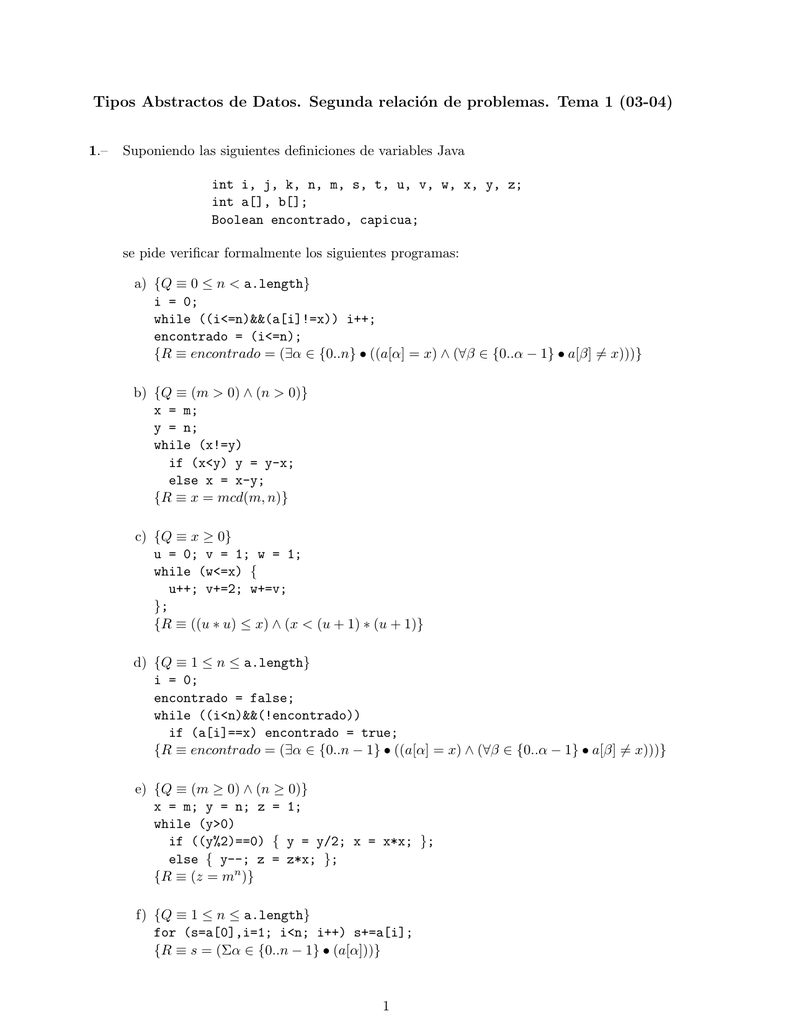 Tipos Abstractos De Datos Segunda Relacion De Problemas Tema 1