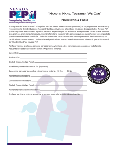 “Hand in Hand, Together We Can” Nomination Form