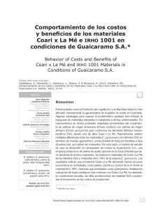 Comportamiento de los costos y beneficios de los materiales Coari x