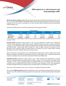 OMA`s July 2016 Total Passenger Traffic - OMA Airports