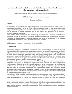 La dimensión del sentimiento y el afecto intersubjetivo: Una lectura