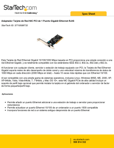 Adaptador Tarjeta de Red NIC PCI de 1 Puerto Gigabit Ethernet