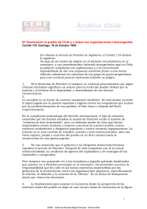 Declaración al Pueblo de Chile. Comité 119. Octubre